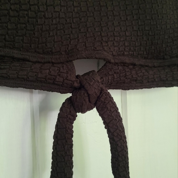 Textured Knotted Bralette Padded Swim Bikini Top - Picture 3 of 6